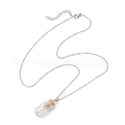 Collier avec pendentif en forme de bouteille en verre vide enveloppé de fil de cuivre et chaîne en acier inoxydable 304 pour femmes et hommes&nbsp;NJEW-JN05275