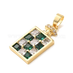 Pendenti in ottone con pavé di zirconi cubici verdi&nbsp;KK-C264-14A-G
