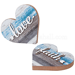 2 Stück 2 Stile Holzherz-Skulptur Display-Dekorationen&nbsp;DJEW-GF0001-82
