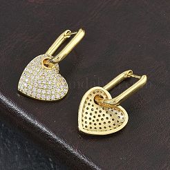 Boucles d'oreilles créoles pendantes en laiton serties de micro-pavés de zirconiums cubiques pour femmes&nbsp;EJEW-A167-14G