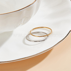 2 Stück 2 Farben 304 Edelstahl Strass schlichte Bandringe für Frauen&nbsp;RJEW-LP0001-37
