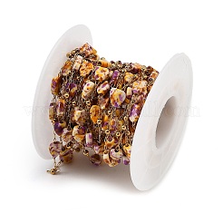 Cadenas de eslabones hechas a mano de acero inoxidable y cuentas de concha natural&nbsp;SA-CBA6C37-01G-03