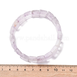 Braccialetti elastici rettangolari con perline di ametista naturale per donne e uomini&nbsp;BJEW-Z149-01D