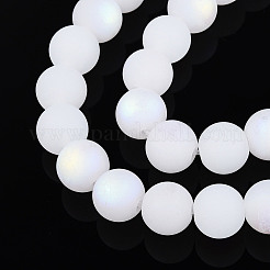 Brins de perles de verre imitation jade givré&nbsp;LS-GLAA-T032-J10mm-MBB01