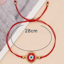 Bracelets bohèmes réglables à maillons en perles de rocaille Miyuki avec motif de mauvais œil pour femmes&nbsp;HR3742