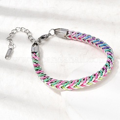Armbänder aus Edelstahlkette 304 und geflochtenem Nylon für Damen&nbsp;BJEW-A152-01P
