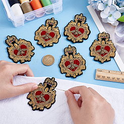 6 Stück Herz mit Bienen-Pailletten-Patches aus Polyester&nbsp;PATC-GA0001-92
