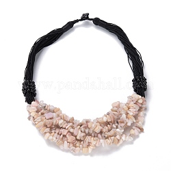 Natürliche rosa Opal-Nuggets-Perlen-Lätzchen-Halsketten für Mädchenfrauen, mit Nylon-Seil, 18.90~19.69 Zoll (48~50 cm)
