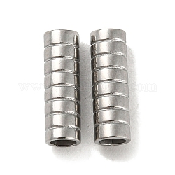 Perlas de tubo de 201 acero inoxidable, columna acanalada, color acero inoxidable, 10x3.2mm, agujero: 2 mm.