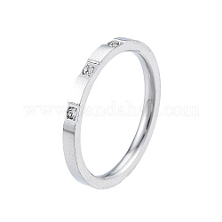 クリスタル ラインストーン シンプル 細身 指輪  女性用201ステンレスト鋼ジュエリー  ステンレス鋼色  内径：17mm