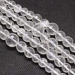 Natural Quartz Crystal Beads Strands, Faceted, Round, 6~14mm, Hole: 1mm, about 55pcs/strand, 17.3 inch