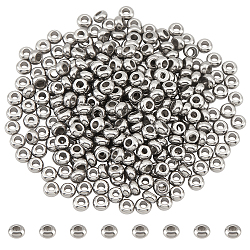 Nbeads 202 perline in acciaio inossidabile, rondelle, colore acciaio inossidabile, 4x2mm, Foro: 1.8 mm, 300pcs/scatola