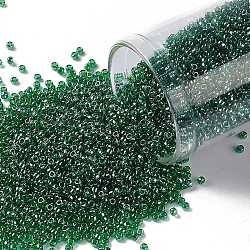 Cuentas de semillas redondas toho, Abalorios de la semilla japonés, (108b) brillo verde menta transparente, 15/0, 1.5mm, agujero: 0.7 mm, aproximamente 3000 unidades / 10 g