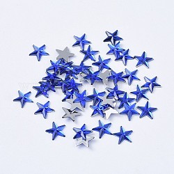 Акриловые горные хрусталь плоские задние кабошоны, с покрытием на задной стороне, граненые, звезда, синие, 10x1.5 мм