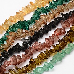 Fili di perle di vetro pepite, colore misto, 7~10x5~7x2~3mm, Foro: 1 mm, 33 pollice