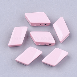 Enlaces de múltiples hilos de aleación pintados con spray, para la fabricación de pulseras elásticas de azulejos, cuadrángulo, rosa, 16x8x5mm, agujero: 1 mm