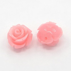 Synthetic Coral 3D Flower Rose Beads, Dyed, Pink, 6x6mm, Hole: 1mm