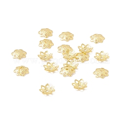 Brass Bead Caps, Multi-Petal, Flower, Real 18K Gold Plated, 5.5x1mm, Hole: 0.8mm