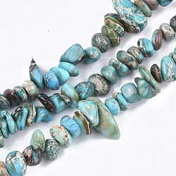 Fili di perle di diaspro imperiale naturale, tinto, pezzo, cielo blu, 7~23x5~12x2~8mm, Foro: 1 mm, circa 81~88pcs/filo, 15.7 pollice