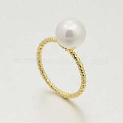 Латунь акрил жемчуг кольца перста для свадебных украшений, реальный 18k позолоченный, 16 мм