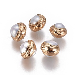 Culture des perles perles d'eau douce naturelles, bord plaqué or, rondelle, or, 9.5~10.5x7.5~8.5mm, Trou: 0.6~0.7mm