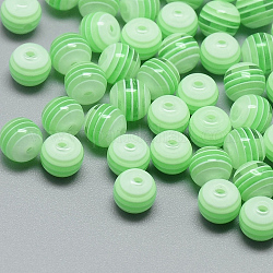 Прозрачная полоса смолы бусины, круглые, светло-зеленый, 8 мм, отверстие : 1.6~2 мм