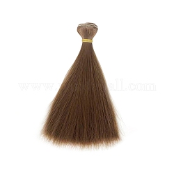 Cheveux de perruque de poupée de coiffure longue et droite en plastique, pour bricolage fille bjd créations accessoires, selle marron, 5.91 pouce (15 cm)