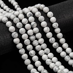 Chapelets de perles en howlite naturelle, mat, ronde, 8mm, Trou: 1mm, Environ 48 pcs/chapelet, 15.1 pouce