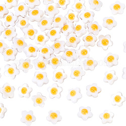 Olycraft ca. 61 Stück natürliche weiße Muschel-Blumenperlenstränge Perlenmuschel-Emaille-Blumenperlen doppelseitige orangefarbene Blumen-Muschelperlen für Frauen, DIY-Handwerk, Schmuckherstellung, Halskette, Armband, 6~7 mm