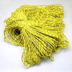 7 âmes intérieures cordes en polyester et spandex, pour la fabrication de bracelets en corde, jaune, 4mm, environ 109.36 yards (100m)/paquet, 420~500g / bundle