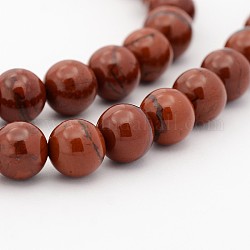 De piedras preciosas naturales hebras de perlas reronda, jaspe rojo, 6mm, agujero: 1 mm, aproximamente 68 pcs / cadena, 15.7 pulgada