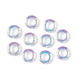Galvanoplastie anneaux de liaison en verre, anneau cosmique en cristal, anneau de prisme, facette, dos plaqué, anneau rond, fumée blanche, 14x3.5~4mm, diamètre intérieur: 8.3 mm