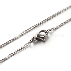 304 Stainless Steel Twisted Link Chain Necklaces, Stainless Steel Color, 15.7 inch(39.9cm), 1.5mm