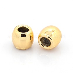 Nickel Free & Lead Free Golden Plated Alloy European Beads, Long-Lasting Plated, Large Hole Drum Beads, 9x8mm, Hole: 5mm