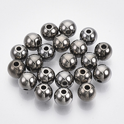 CCB perles en plastique, pour le bricolage fabrication de bijoux, ronde, gunmetal, 8x7mm, Trou: 1.6mm, environ1900 pcs / 500 g.