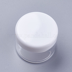 Tarro de crema facial portátil de plástico de 20g ps, envases cosméticos recargables vacíos, con tapa a rosca, blanco, 3.7x3.1 cm, capacidad: 20g