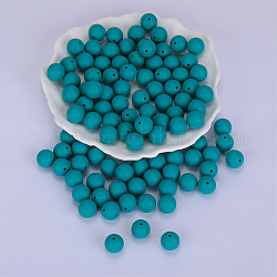 Perline focali rotonde in silicone, masticare perline per i denti, fare collane fai-da-te fai-da-te, verde acqua, 15mm, Foro: 2 mm