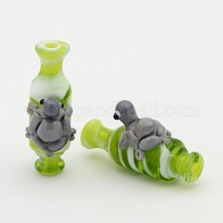 Handmade Lampwork 3D Vase with Tortoise Beads, Gray, 35x11x19mm, Hole: 3mm
