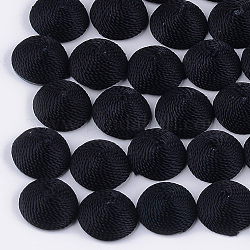 Cabochons en tissu de fil de polyester, recouvert de plastique abs, demi-rond / dôme, noir, 14.5x7mm