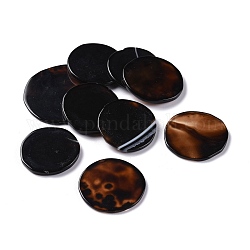 Agata nera naturale perline, Senza Buco / undrilled, per filo avvolto processo pendente, rotondo e piatto, 31~43x2~3.5mm