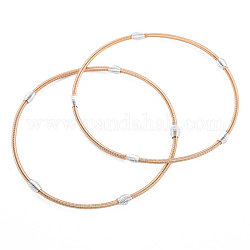 Frühlingsarmbänder, minimalistische Armbänder mit Perlen, plattierter französischer Stahldraht/Gimpendraht, für stapelbares Tragen, Licht Gold, 12 Gauge, 2 mm, Innendurchmesser: 58.5 mm