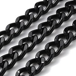Оксидированные алюминиевые цепи с алмазной огранкой и гранеными бордюрами, витые цепочки, несварные, с катушкой, чёрные, 12x8.5x3.5 мм, около 82.02 фута (25 м) / рулон