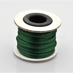 Cordons fil de nylon tressé rond de fabrication de noeuds chinois de macrame rattail, cordon de satin, vert foncé, 2mm, environ 10.93 yards (10 m)/rouleau