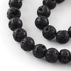 Brins de perles rondes en pierre de lave naturelle teinte, 8~9mm, Trou: 1mm, Environ 50 pcs/chapelet, 15.7 pouce