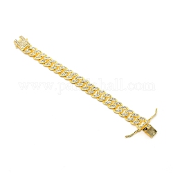 Bracciali a catena a maglia cubana in lega di zinco, con strass in cristallo, oro, 7-3/4 pollice (19.8 cm)