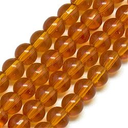 Glass Beads Strands, Round, Goldenrod, 4mm, Hole: 0.5mm, about 84pcs/strand, 13 inch