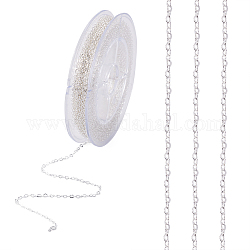 Soldered Brass Heart Chains, with Spool, Silver Color Plated, 1.8x2.4x0.4mm, about 39.37 Feet(12m)/roll