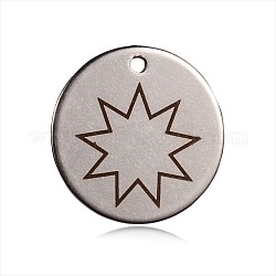 Spruzzare pendenti in acciaio inox verniciato, piatta e rotonda con pattern di stelle, Perù, 20x1mm, Foro: 1 mm