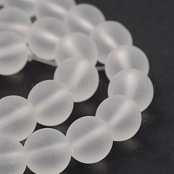 Frosted Glass Round Bead Strands, WhiteSmoke, 8mm, Hole: 1mm, about 40pcs/strand, 12.5 inch