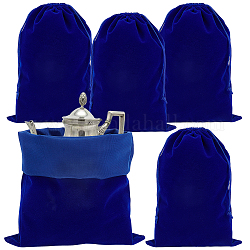 PH PandaHall 5pcs Blue Velvet Drawstring Bags, 9.8x13.7 inch Jewelry Pouches Storage Bags Large Gift Bags Party Favor Treat Bags for Jewelry Silverware Flatware Candy Wedding Favor Christmas Storage
